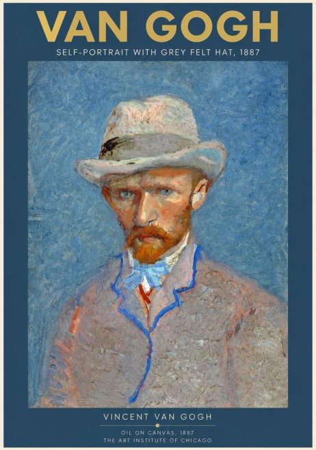 Van Gogh Self-portrait with Grey Felt Hat II No2 - Plakat