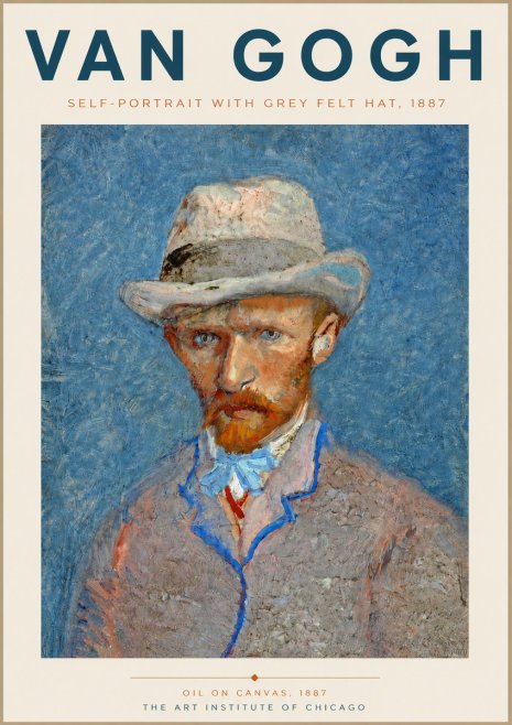 Van Gogh Self-portrait with Grey Felt Hat No6 - Plakat