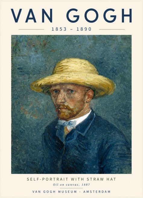 Van Gogh Self-portrait with Straw Hat No4 - Plakat