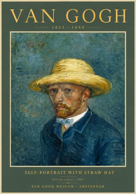 Van Gogh Self-portrait with Straw Hat No5 - Plakat
