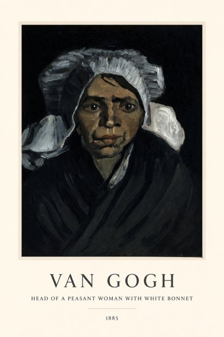 Van Gogh Head of a Peasant Woman with White Bonnet No1 - Plakat
