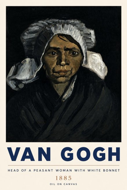Van Gogh Head of a Peasant Woman with White Bonnet No3 - Plakat