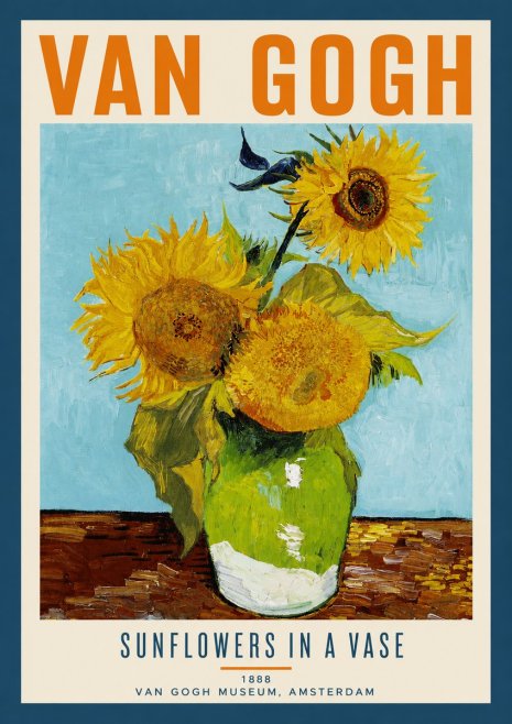 Van Gogh Sunflowers in a Vase No3 - Plakat