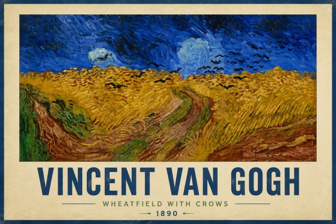 Van Gogh Wheatfield with Crows No6 - Plakat
