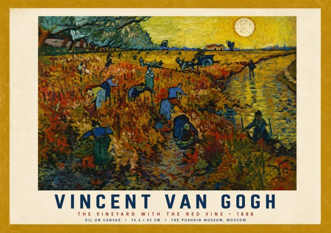 Van Gogh The Vineyard with the Red Vine No4 - Plakat