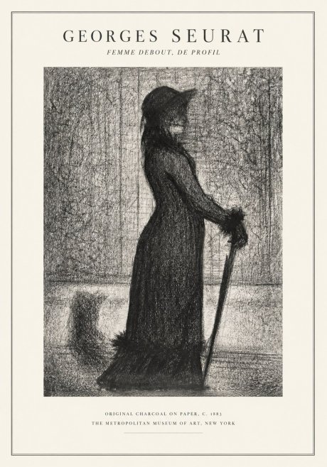 Seurat Femme Debout, De Profil No1 - Plakat