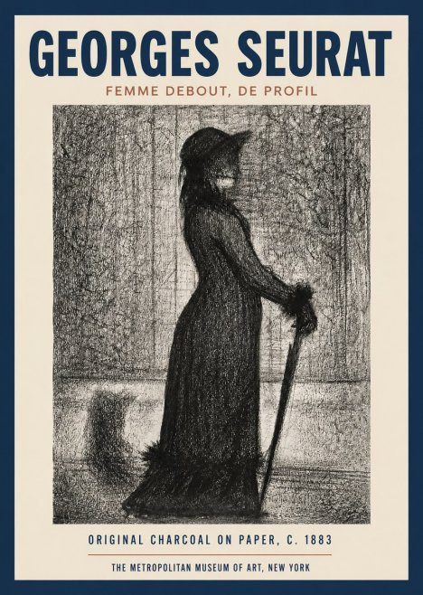 Seurat Femme Debout, De Profil No2 - Plakat