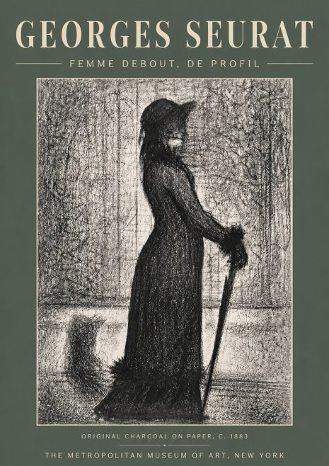Seurat Femme Debout, De Profil No5 - Plakat