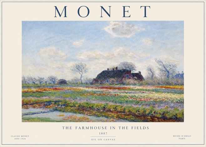 Monet The Farmhouse in the Fields No3 - Plakat