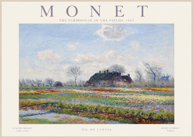 Monet The Farmhouse in the Fields No5 - Plakat