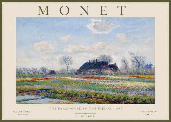 Monet The Farmhouse in the Fields No6 - Plakat