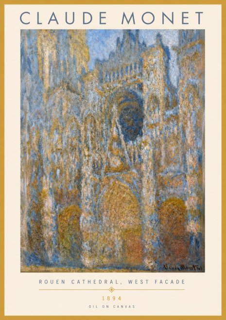 Monet Rouen Cathedral, West Facade No3 - Plakat