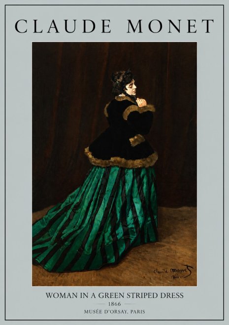 Monet Woman in a Green Striped Dress No5 - Plakat
