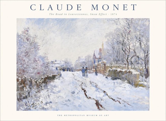 Monet The Road in Louveciennes, Snow Effect No1 - Plakat