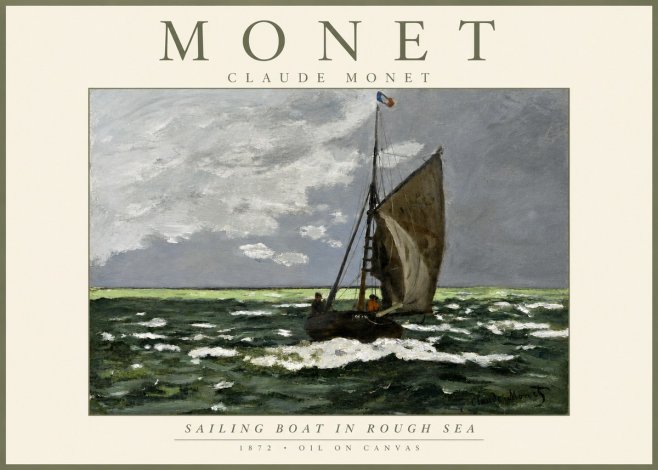 Monet Sailing Boat in Rough Sea No3 - Plakat