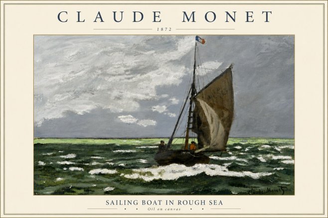 Monet Sailing Boat in Rough Sea No5 - Plakat
