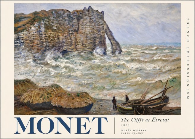 Monet The Cliffs at Etretat No4 - Plakat
