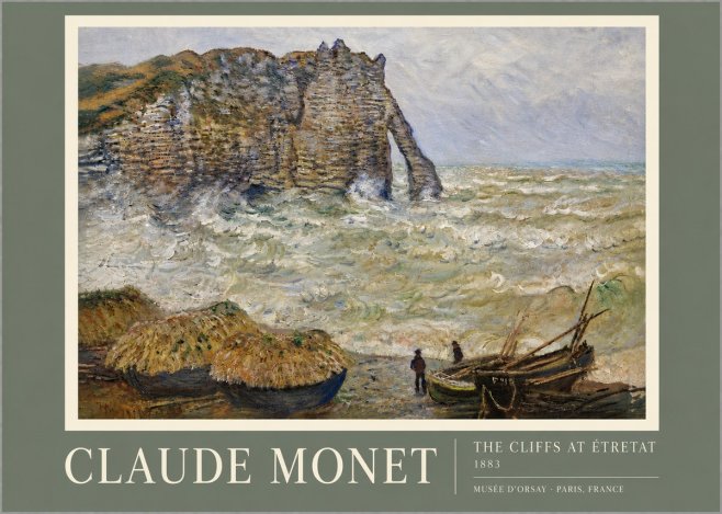 Monet The Cliffs at Etretat No5 - Plakat