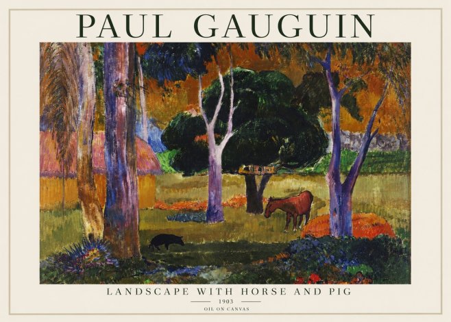 Paul Gauguin Landscape with Horse and Pig No1 - Plakat
