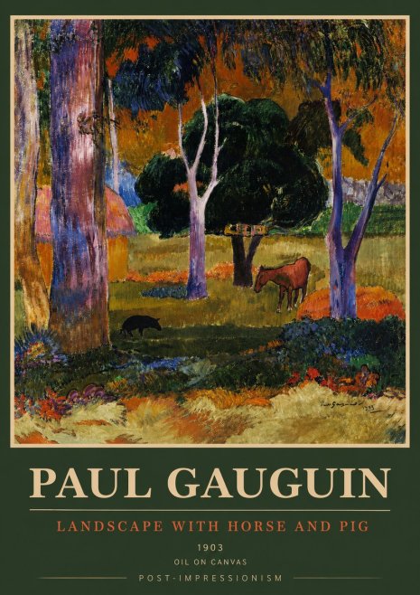 Paul Gauguin Landscape with Horse and Pig No3 - Plakat