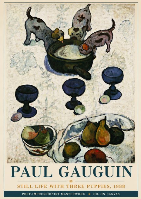 Paul Gauguin Still Life with Three Puppies, 1888 No5 - Plakat