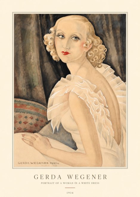 Gerda Wegener Portrait of a Woman in a White Dress No4 - Plakat