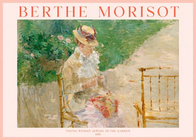 Berthe Morisot Young Woman Sewing in the Garden No1 - Plakat