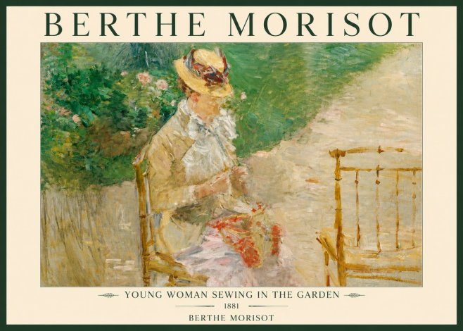 Berthe Morisot Young Woman Sewing in the Garden No2 - Plakat