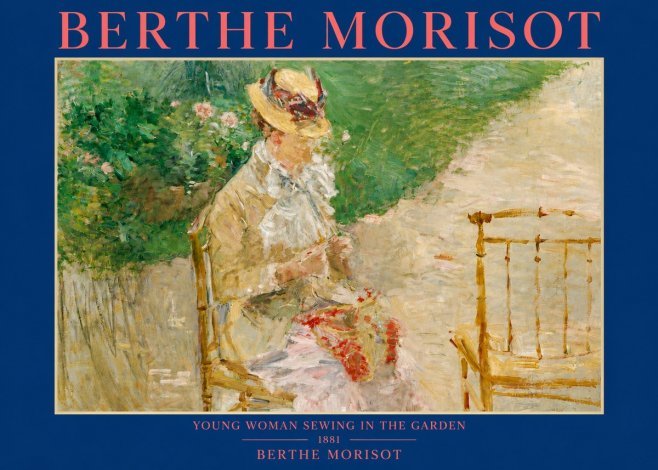 Berthe Morisot Young Woman Sewing in the Garden No3 - Plakat