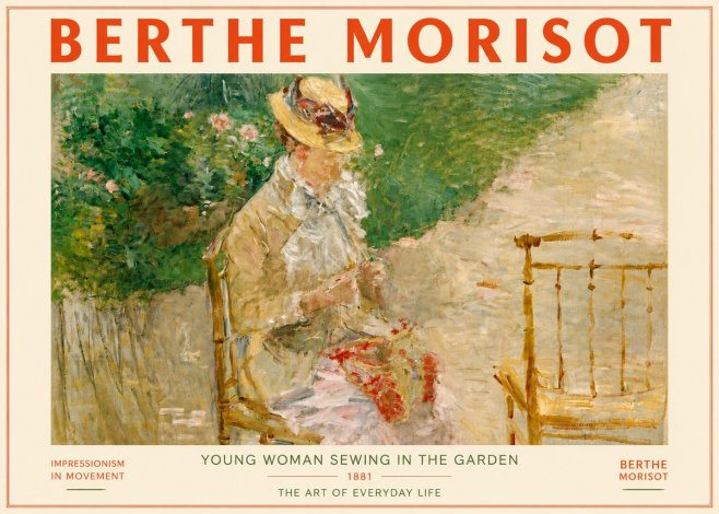 Berthe Morisot Young Woman Sewing in the Garden No4 - Plakat