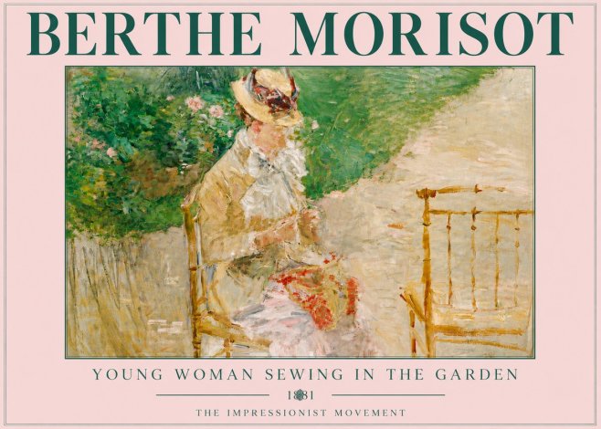 Berthe Morisot Young Woman Sewing in the Garden No5 - Plakat