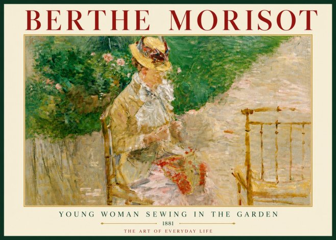 Berthe Morisot Young Woman Sewing in the Garden No6 - Plakat