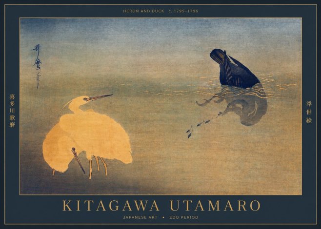 Kitagawa Utamaro Heron and Duck No2 - Plakat