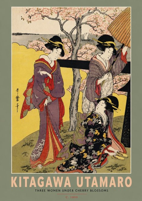 Kitagawa Utamaro Three Women Under Cherry Blossoms No4 - Plakat