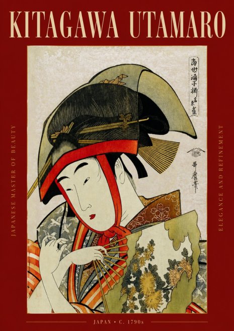 Kitagawa Utamaro Beauty with a Fan No3 - Plakat