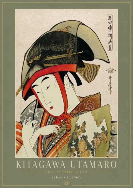 Kitagawa Utamaro Beauty with a Fan No5 - Plakat