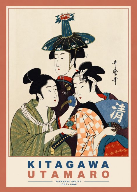 Kitagawa Utamaro Three Beauties No5 - Plakat