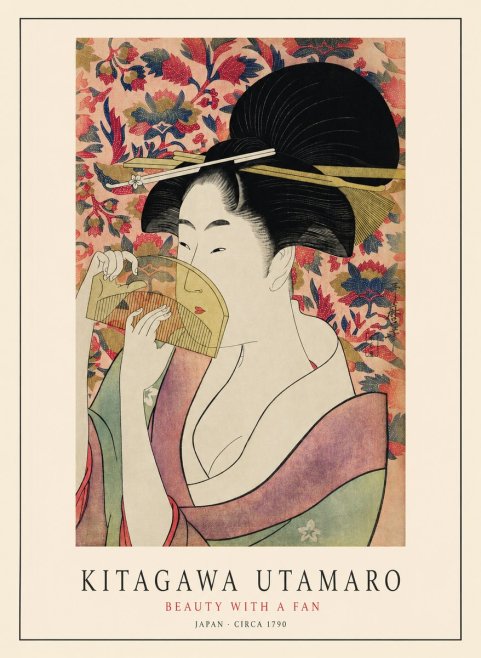 Kitagawa Utamaro Beauty with a Fan No1 - Plakat