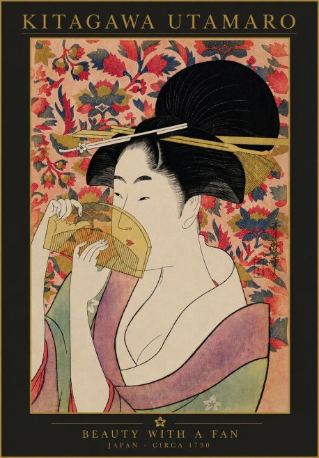 Kitagawa Utamaro Beauty with a Fan No4 - Plakat