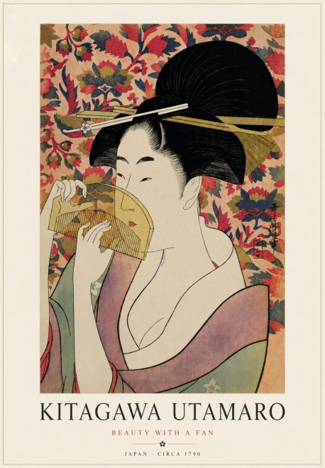 Kitagawa Utamaro Beauty with a Fan No6 - Plakat