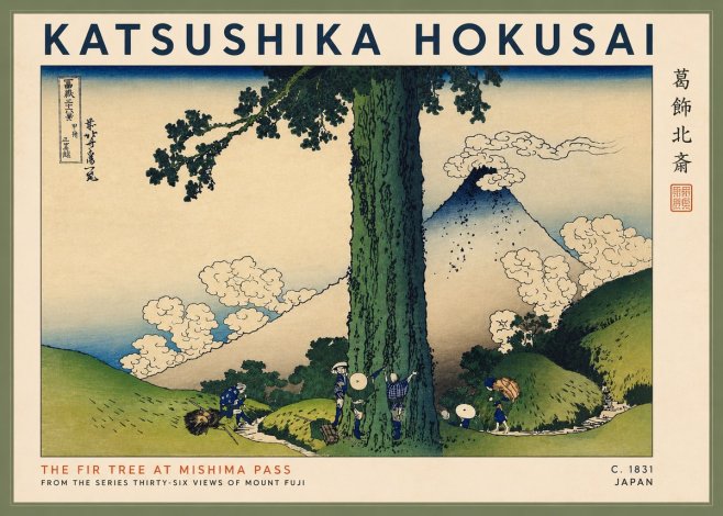 Katsushika Hokusai The Fir Tree at Mishima Pass No2 - Plakat
