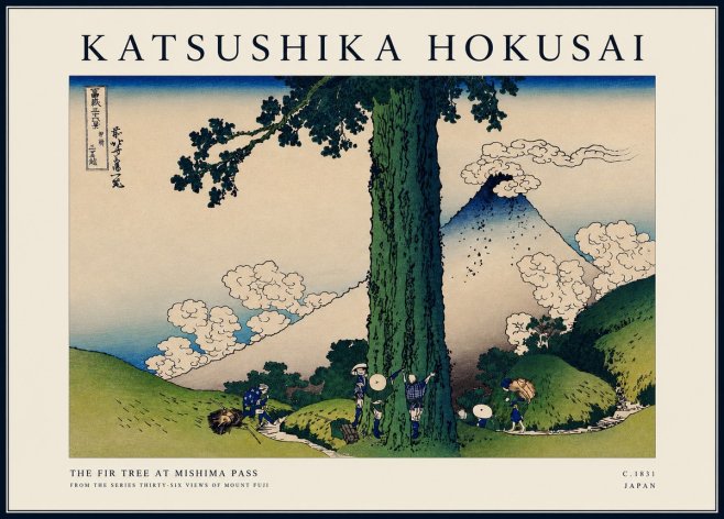 Katsushika Hokusai The Fir Tree at Mishima Pass No3 - Plakat