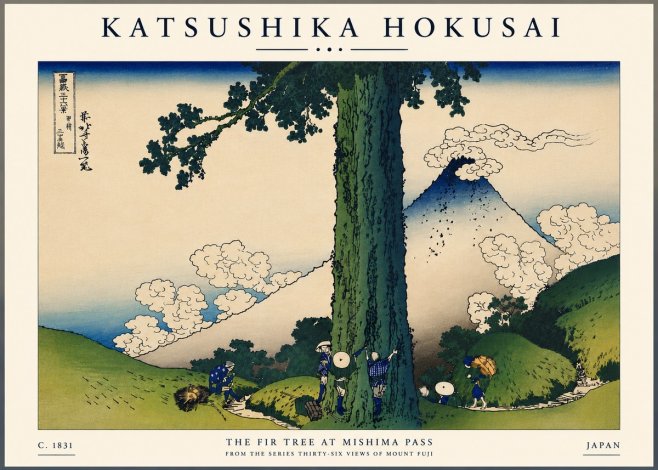 Katsushika Hokusai The Fir Tree at Mishima Pass No7 - Plakat