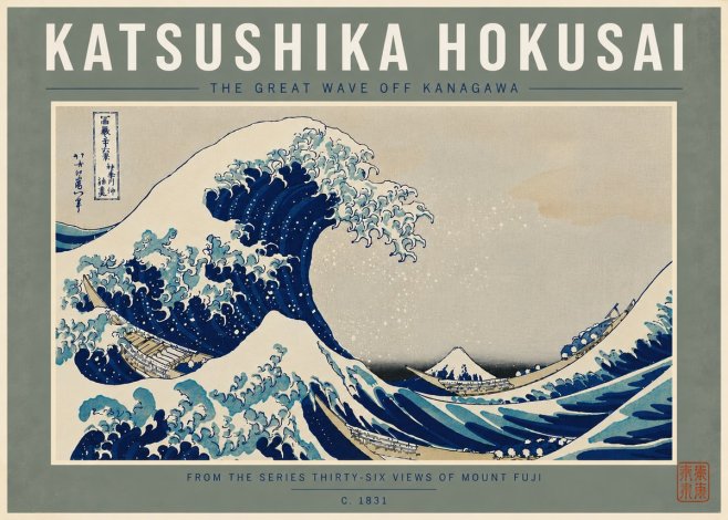 Katsushika Hokusai The Great Wave off Kanagawa I No8 - Plakat