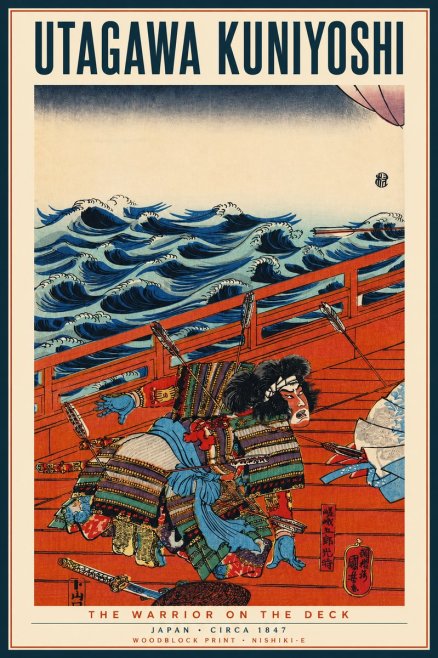 Utagawa Kuniyoshi The Warrior on the Deck No4 - Plakat