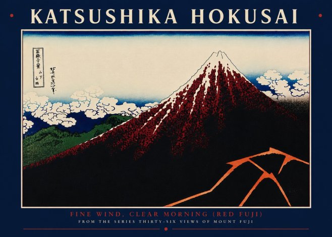 Katsushika Hokusai Fine Wind, Clear Morning (Red Fuji) II No8 - Plakat