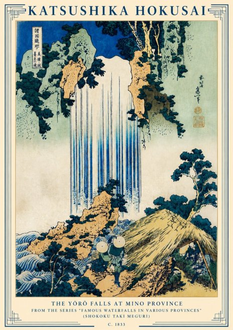 Katsushika Hokusai The Yōrō Falls at Mino Province No3 - Plakat