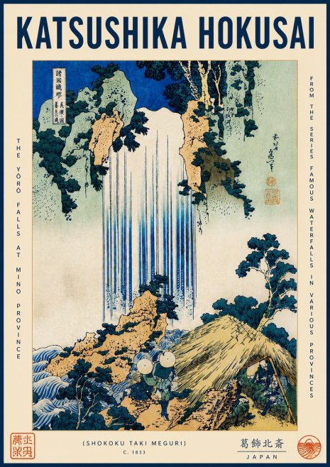 Katsushika Hokusai The Yōrō Falls at Mino Province No4 - Plakat