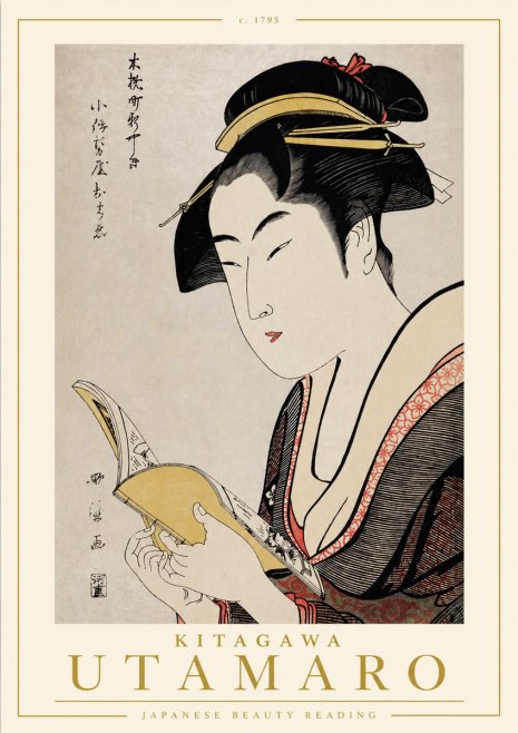 Kitagawa Utamaro Japanese Beauty Reading No4 - Plakat