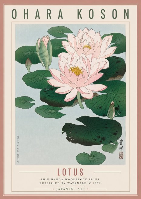 Ohara Koson Lotus No5 - Plakat